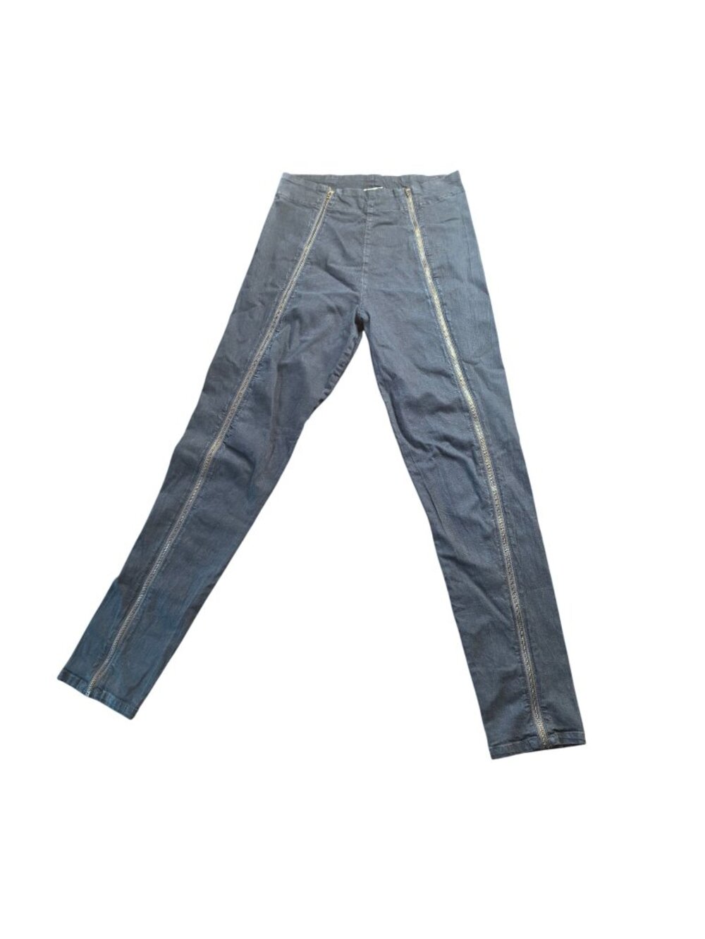 Prairie Underground Skinny Stretch Denim Pants Charcoal Gray Unique Zipper Detai